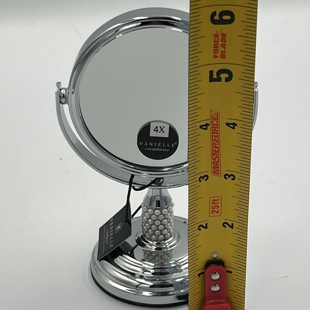 Danielle Creations Vanity Mirror Women OS Silver Brand New Pearl Stem 4X Swivel - Picture 5 of 5